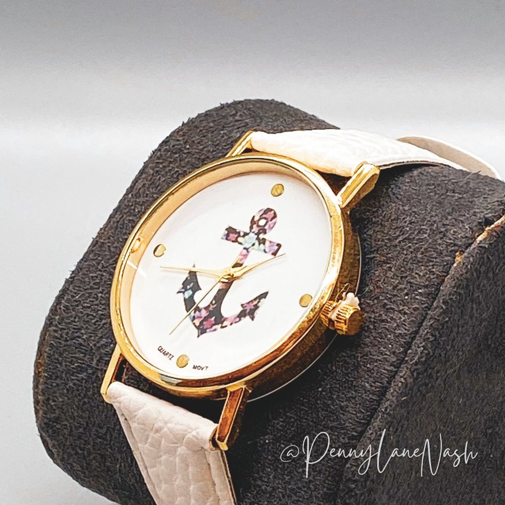 Vintage Flower Watch Leather Quartz Watch White NWOT - Picture 5 of 5